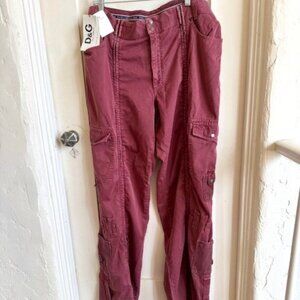NWT - SS2003 Dolce & Gabbana Pink Full Zip Aviator Cargo Pants Size 40